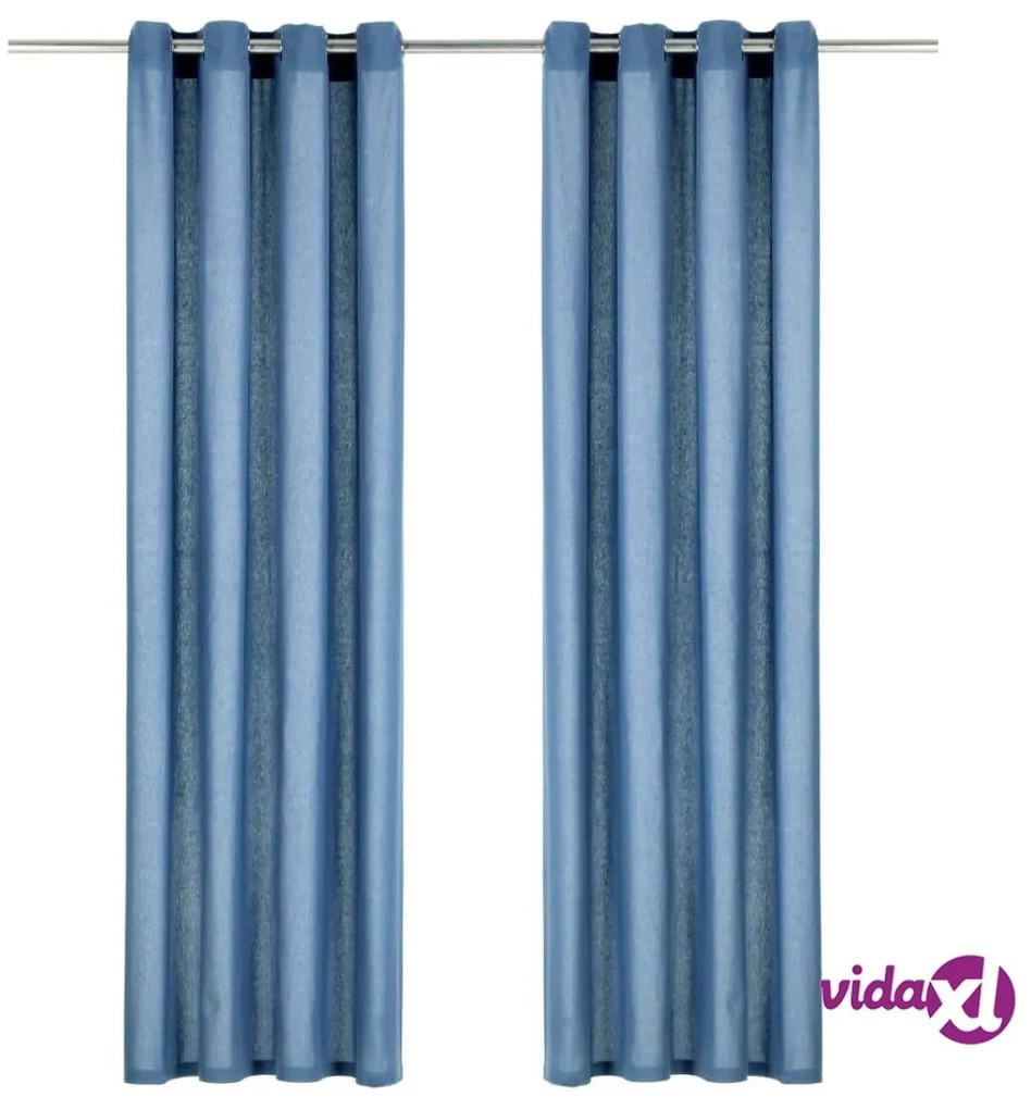 vidaXL Tende con Anelli in Metallo 2 pz in Cotone 140x245 cm Blu