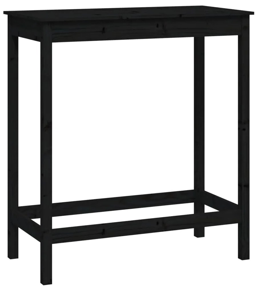 Set da bar 5 pz nero in legno massello di pino