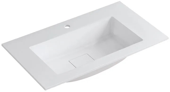 Lavabo a incasso rettangolare vasca centrale L 90.5 x H 15 x P 46 cm in resina bianco opaco