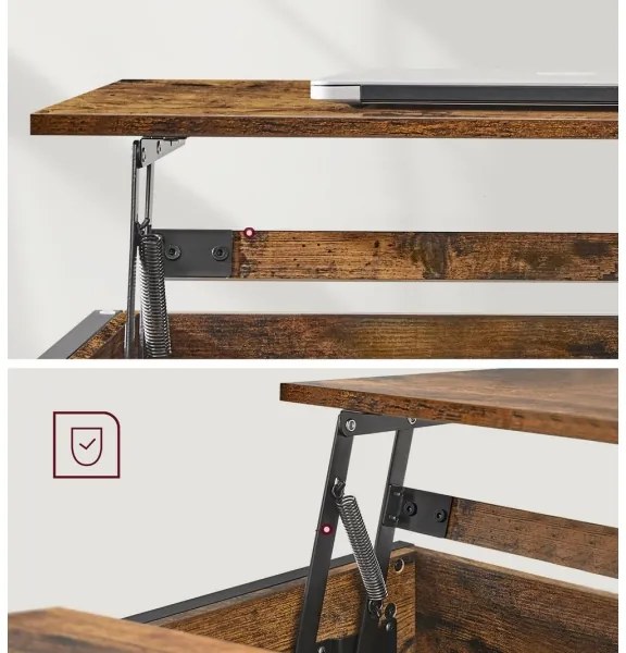 Tavolino da salotto con piano sollevabile NYRO marrone/nero