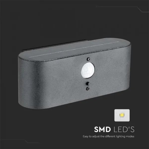 Lampada solare da parete LED esterna con sensore LED/2,5W/3,7V 3000K IP54