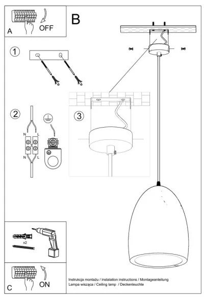 Lampadario su filo BUKANO 1xE27/60W/230V