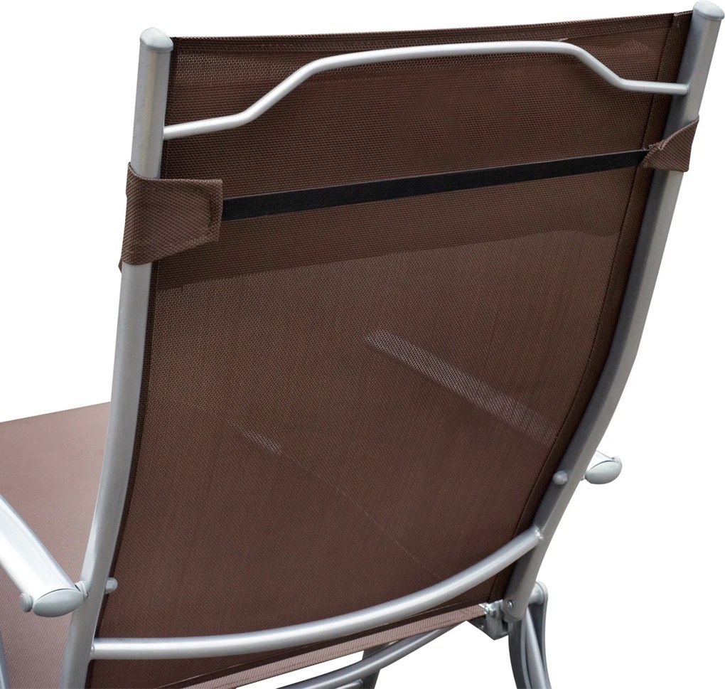 Lettino Prendisole Relax Reclinabile Pieghevole Telaio in Metallo Marrone 137x63.5x100.5 cm...