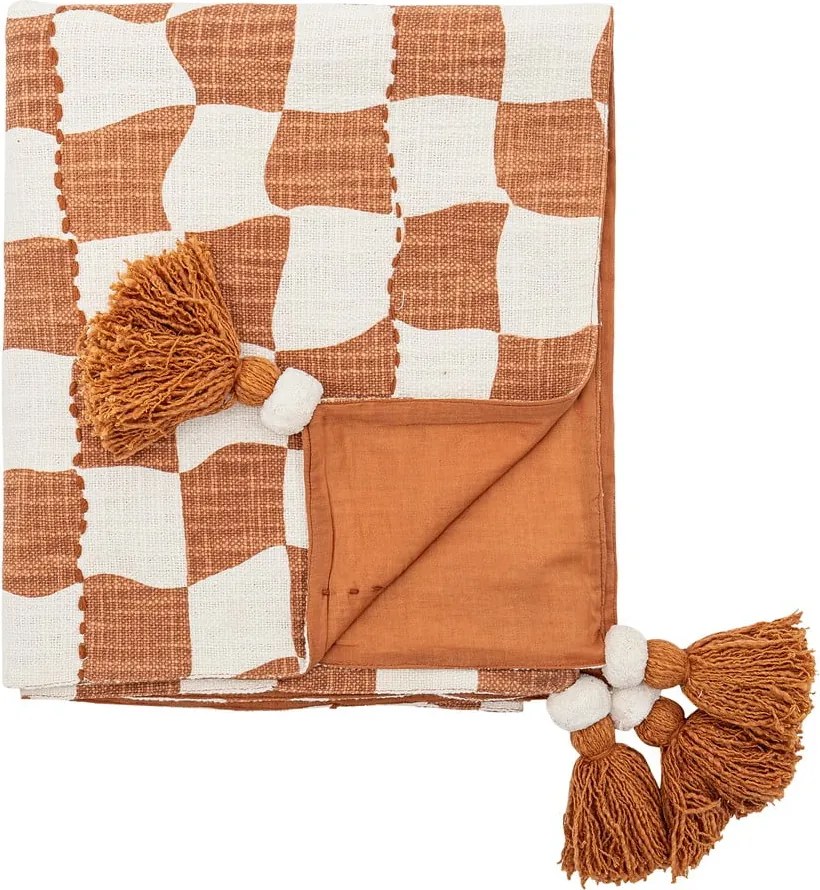 Coperta marrone e beige in cotone 130x150 cm Chola – Bloomingville