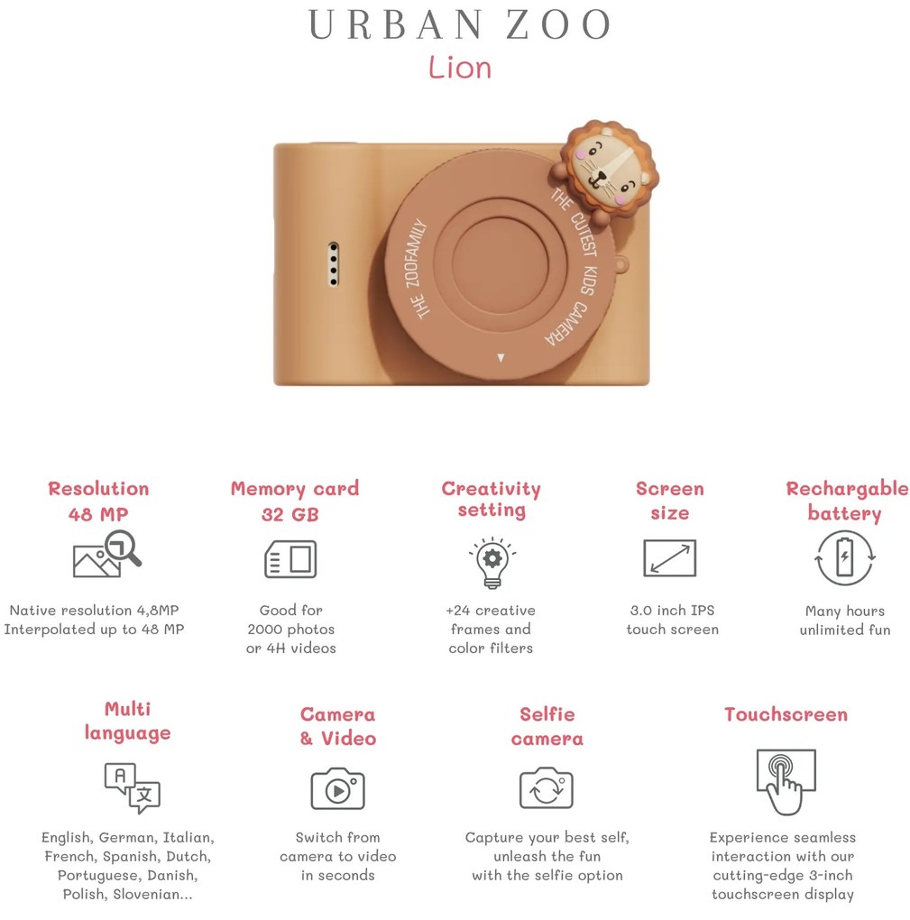 Macchina fotografica digitale per bambini Urban ZOO - leone