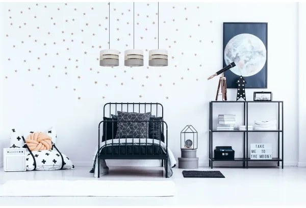 Lampadario su corda CORAL 3xE27/60W/230Vbianco/grigio