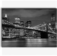 New York City by night - Quadro Canvas su telaio in legno Misura: 140x100 cm