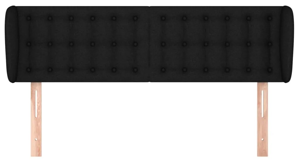 Testiera ad orecchio nera 147x23x78/88 cm in tessuto