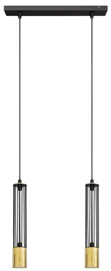 LED Lampadario su corda BARS 2xGU10/4,8W/230V nero/dorato