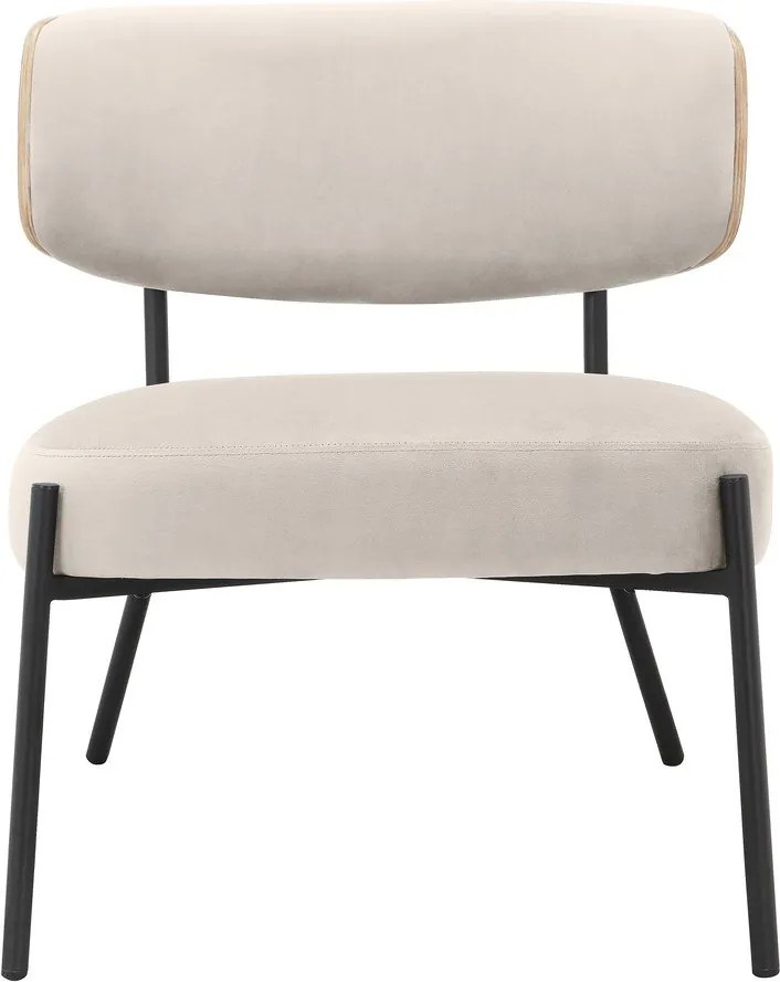 Poltrona in velluto crema con poggiapiedi Jerry - Støraa