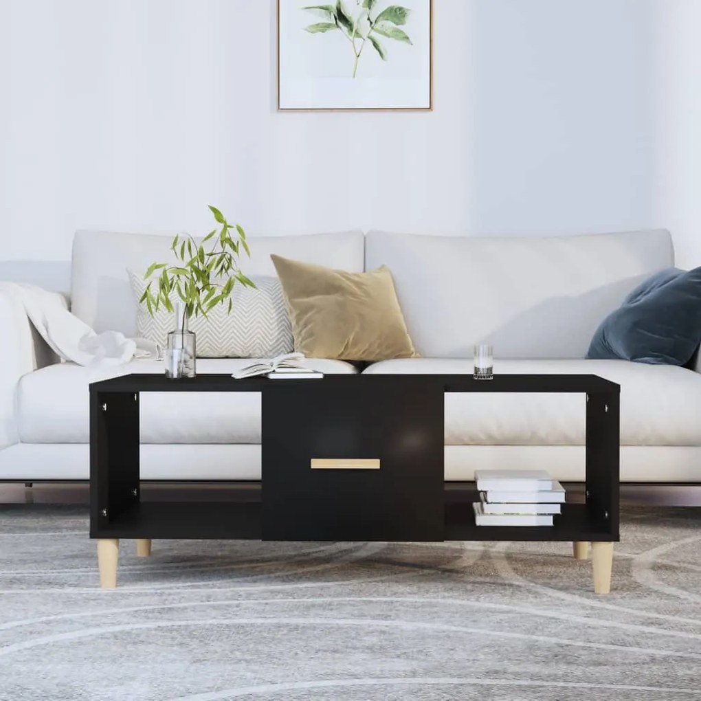 Tavolino Da Salotto Nero 102x50x40 Cm İn Legno Multistrato /