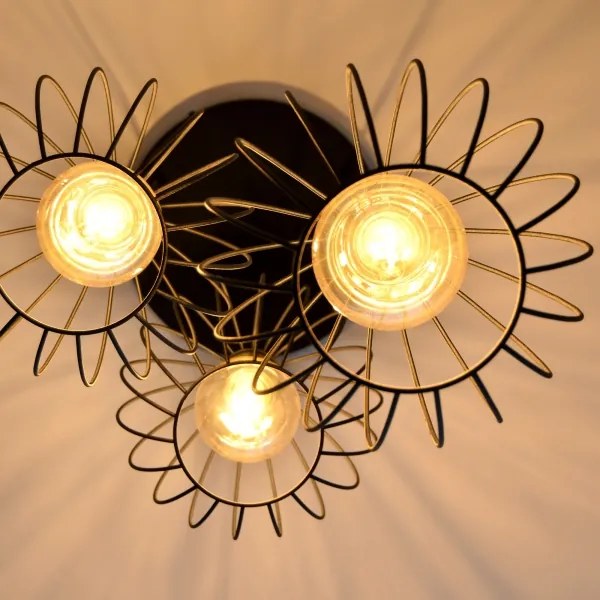 Lampadario LED a sospensione con filo MERCURE 3xE27/15W/230V ø 50 cm nero