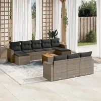 Set Divani da Giardino 11 pz con Cuscini in Polyrattan Grigio 3256676