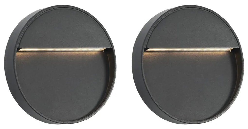 Lampade Da Parete Da Esterno A Led 2 Pz 3 W Nere Rotonde /