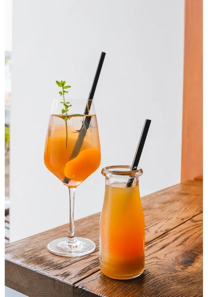 Set di 6 cannucce in vetro nero per bere, lunghezza 20 cm - Vialli Design