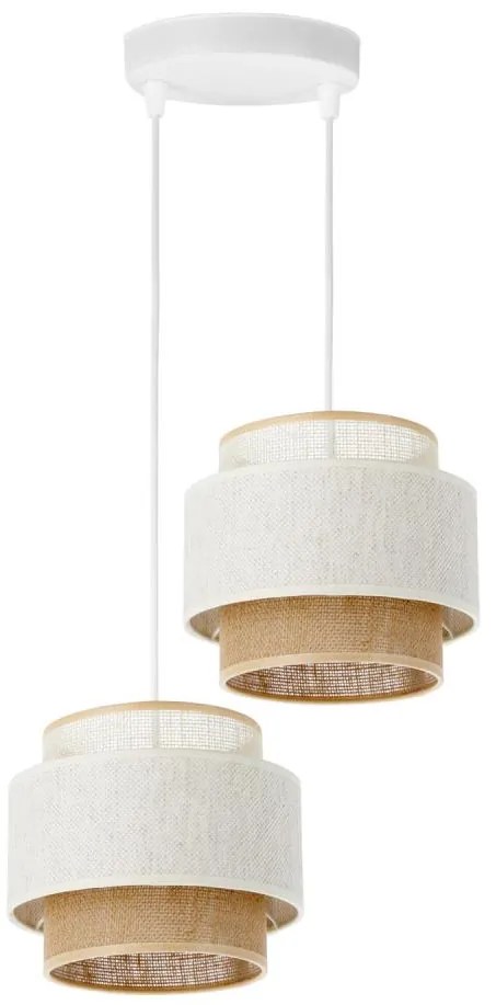 Lampadario a cavo BOHO 2xE27/60W/230V bianco/iuta