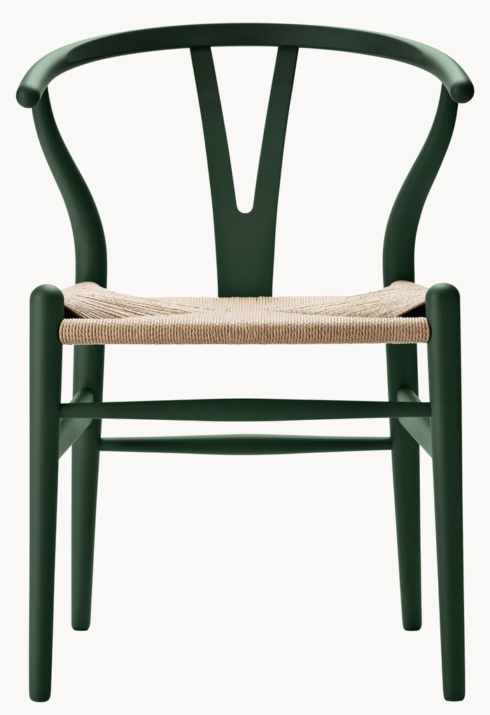 Sedia in legno con seduta intrecciata Wishbone CH24