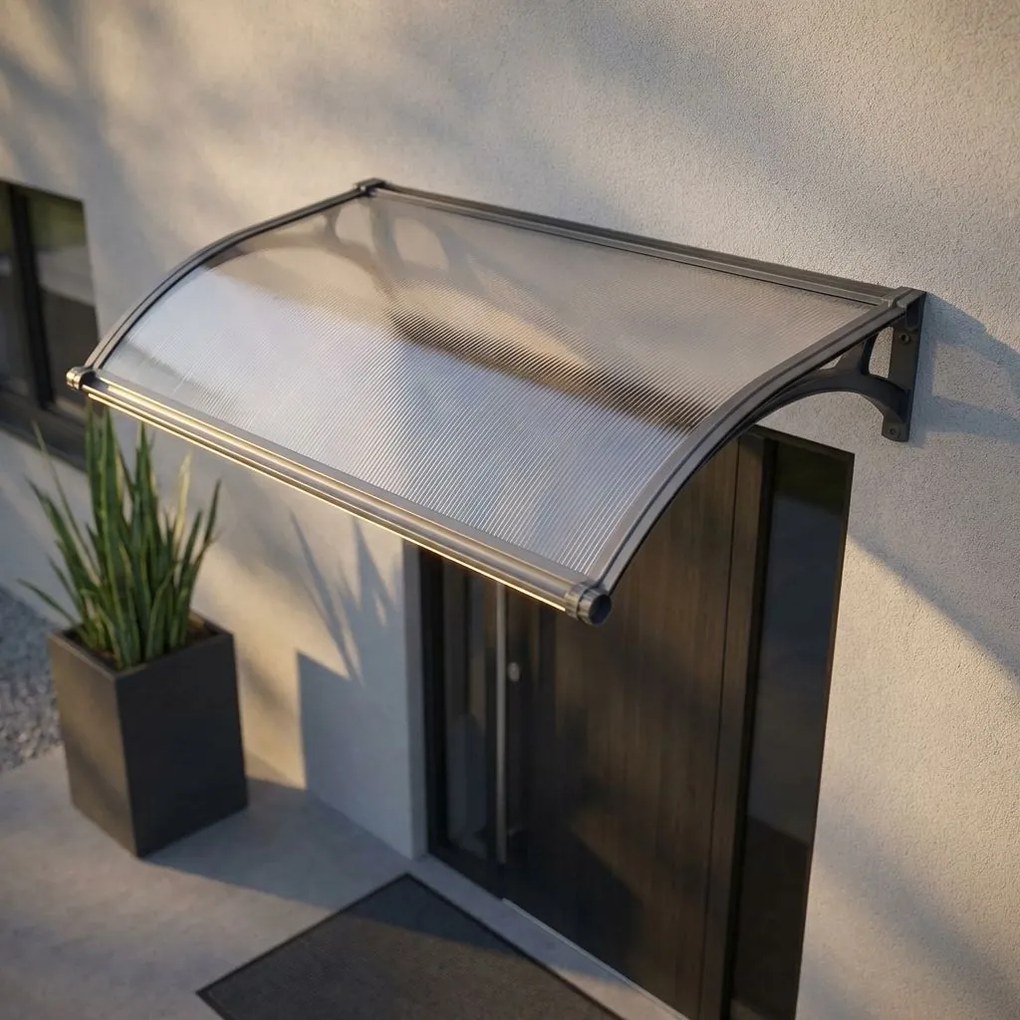 LEDDY - pensilina porta ingresso in policarbonato alveolare fotovoltaica con led