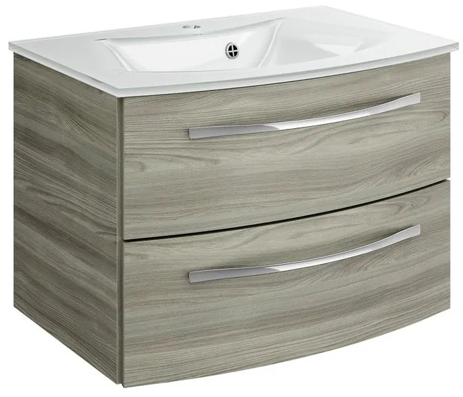 Mobile bagno con lavabo L 70 x H 48 x P 48 cm rovere grigio 2 cassetti per vasca centrale Image