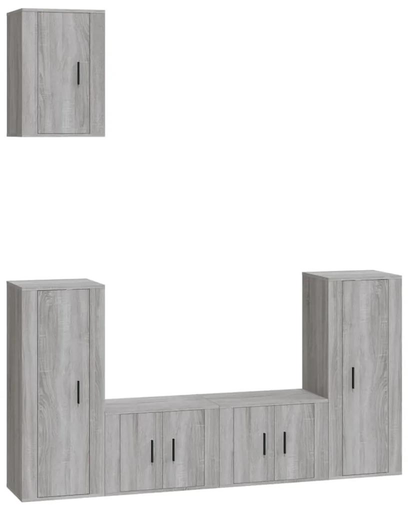 Set di mobili porta tv 5 pz grigio sonoma in legno multistrato