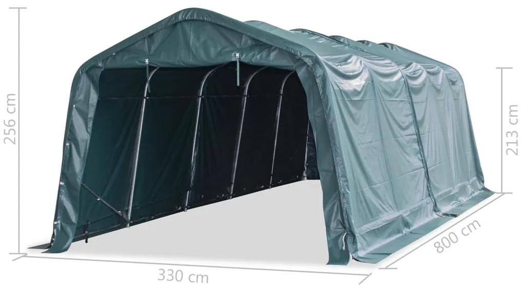 Tendone Bestiame Rimovibile PVC 550 g/m² 3,3x8 m Verde Scuro