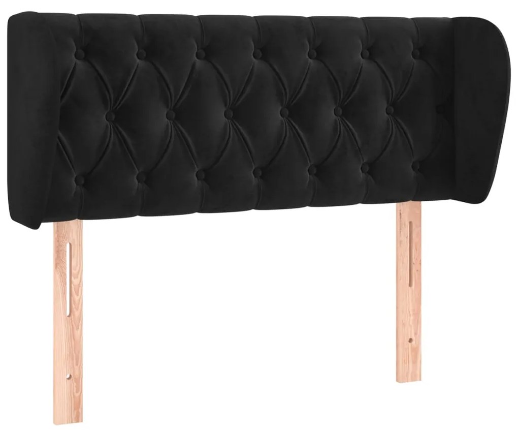 Testiera ad orecchio nera 103x23x78/88 cm in velluto