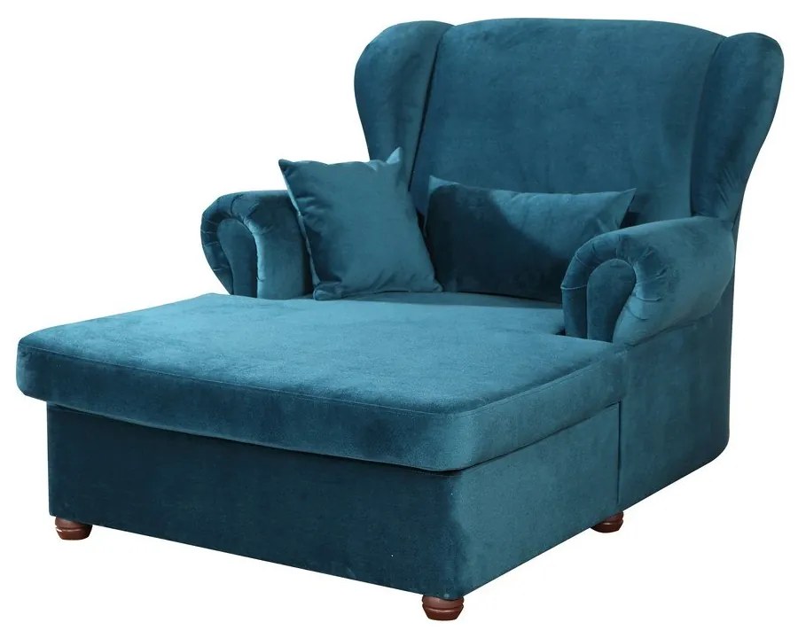 Chaise longue blu con rivestimento in velluto Lord – Ropez
