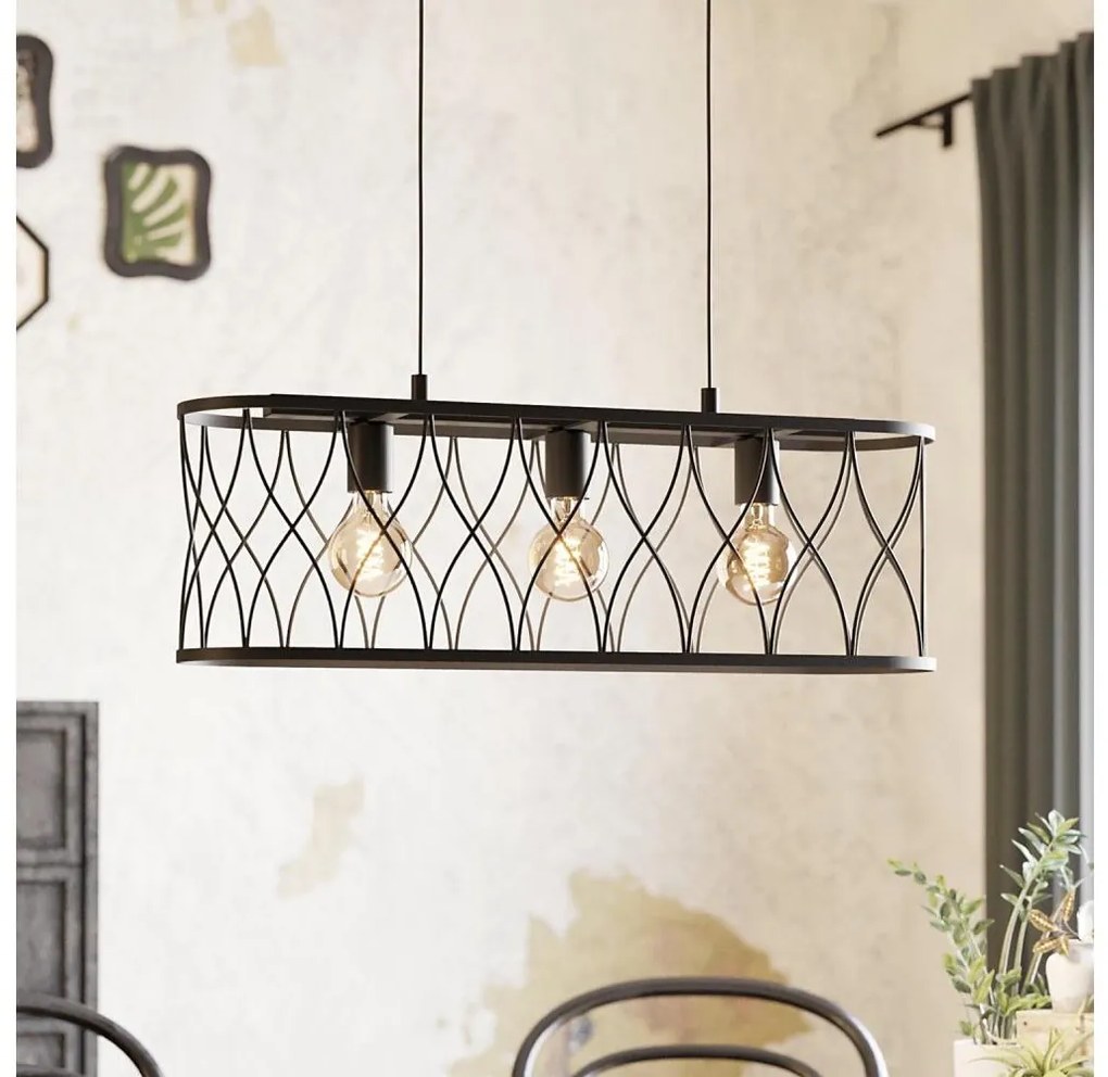 Eglo 43554 - Lampadario su corda GILTSPUR 3xE27/40W/230V