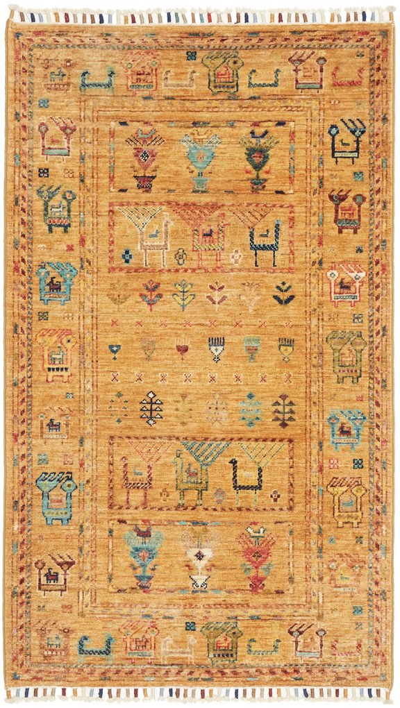 Samarkand Tappeto orientale 80 x 130 Giallo (Pakistan) Annodato A Mano