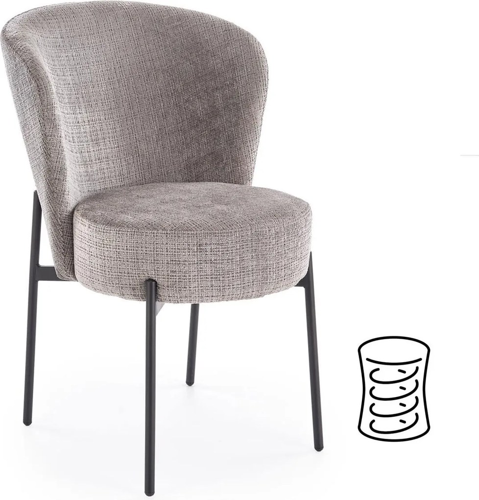 Sedia K590 in tessuto CREMONA color grigio con struttura nera – 55x66x80 cm