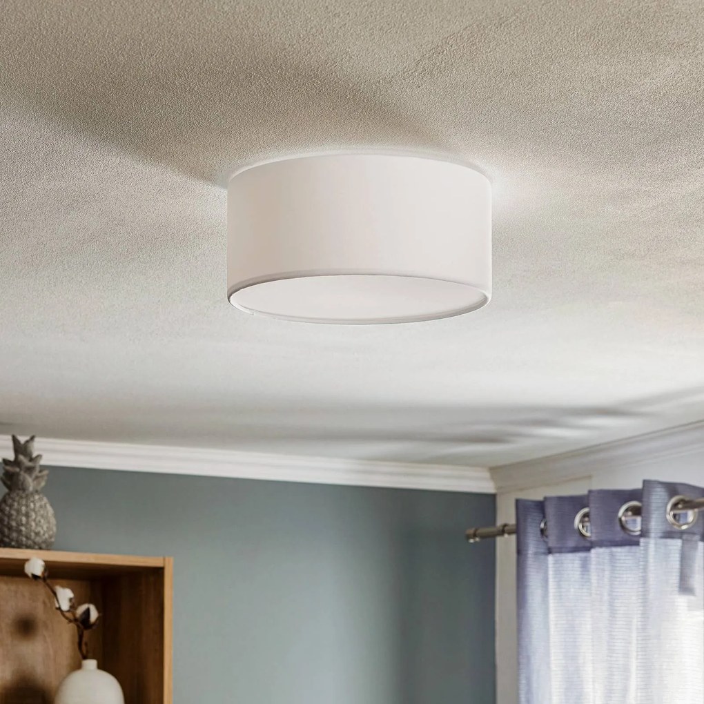 Plafoniera soffitto Rondo TK Lighting, dimmerabile, Bianco / Opale, Camera da letto, Tessuto / Stoffa / Seta, Moderno, Plafoniera