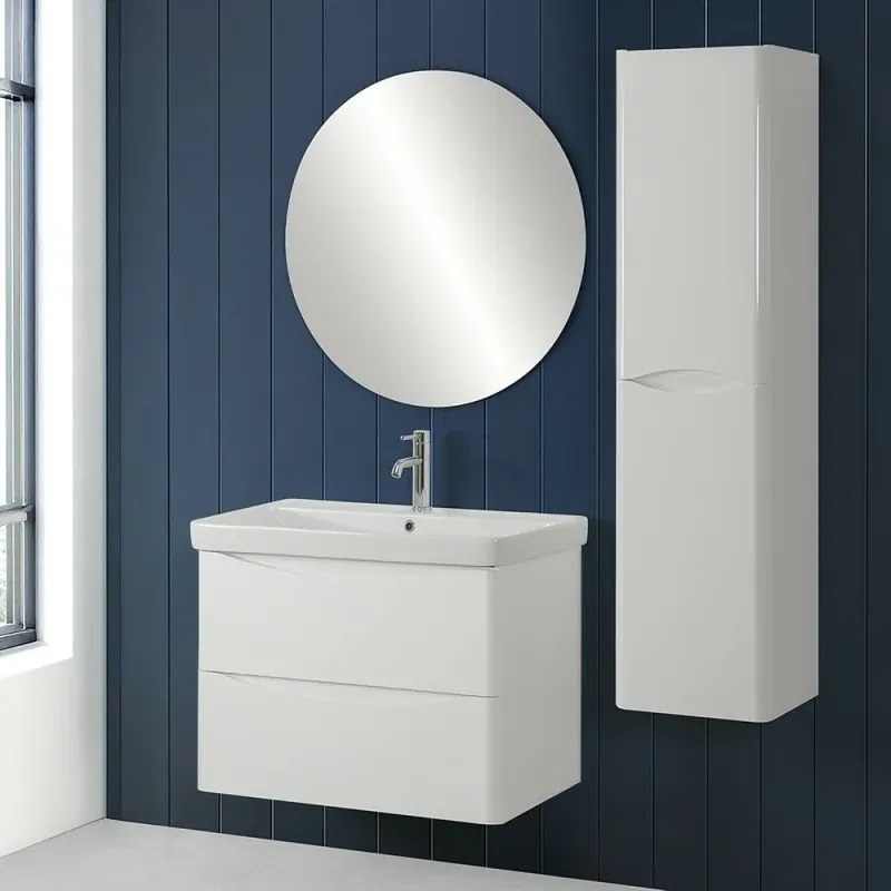 Mobile bagno sospeso 80 cm bianco lucido con specchio reversibile Zen
