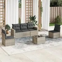 Set Divano da Giardino 6pz con Cuscini Grigio Chiaro Polyrattan 3251139