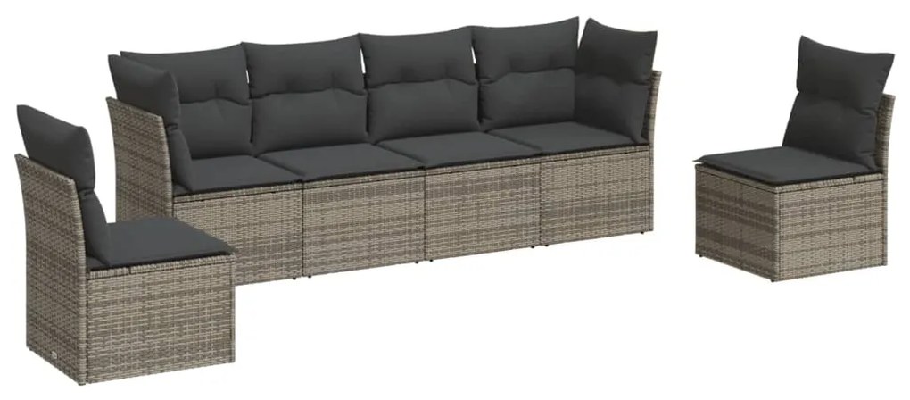 Set divano da giardino 6 pz con cuscini grigio in polyrattan