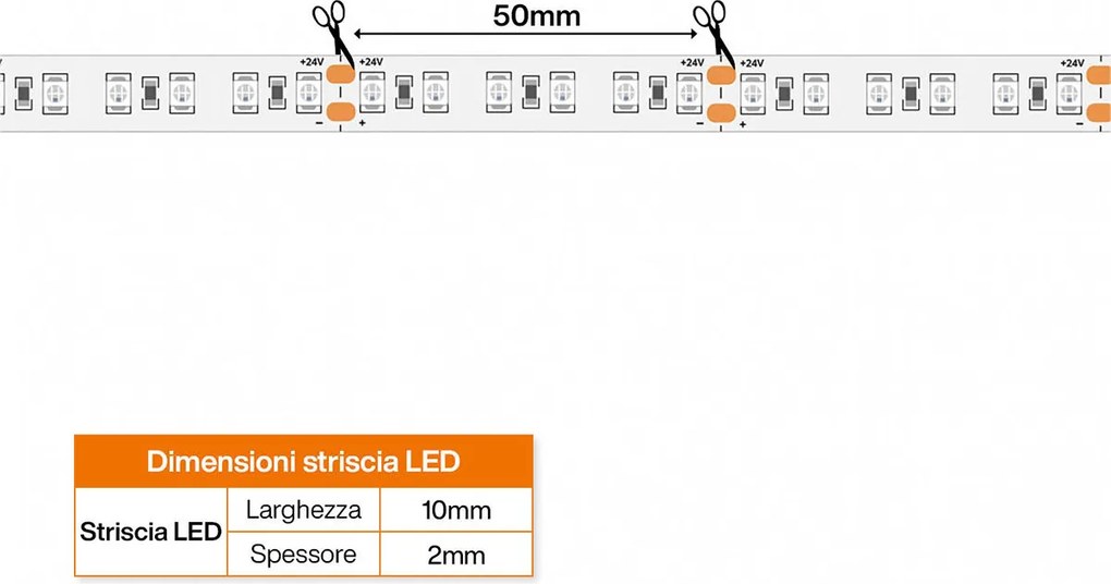 Striscia LED 24V 144W/m Luce Blu - IP54 - 5 metri