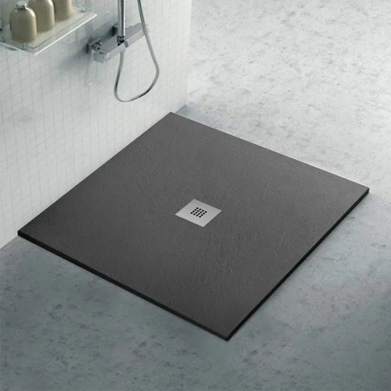 Piatto doccia ardesia 90x90 resina effetto pietra antracite Karen