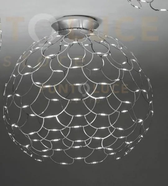 Lamoi lampada da soffitto media cromo a led 2700k  8035lm 72w d.60cm