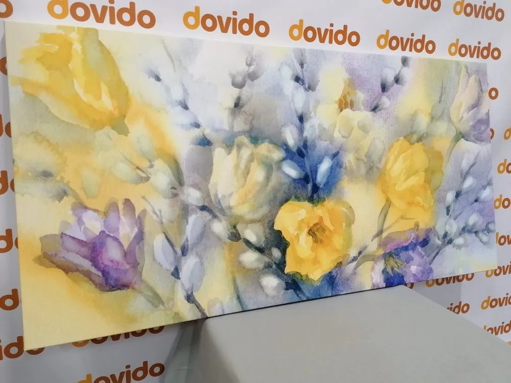 Stampa su tela – Tulipani gialli in acquerello