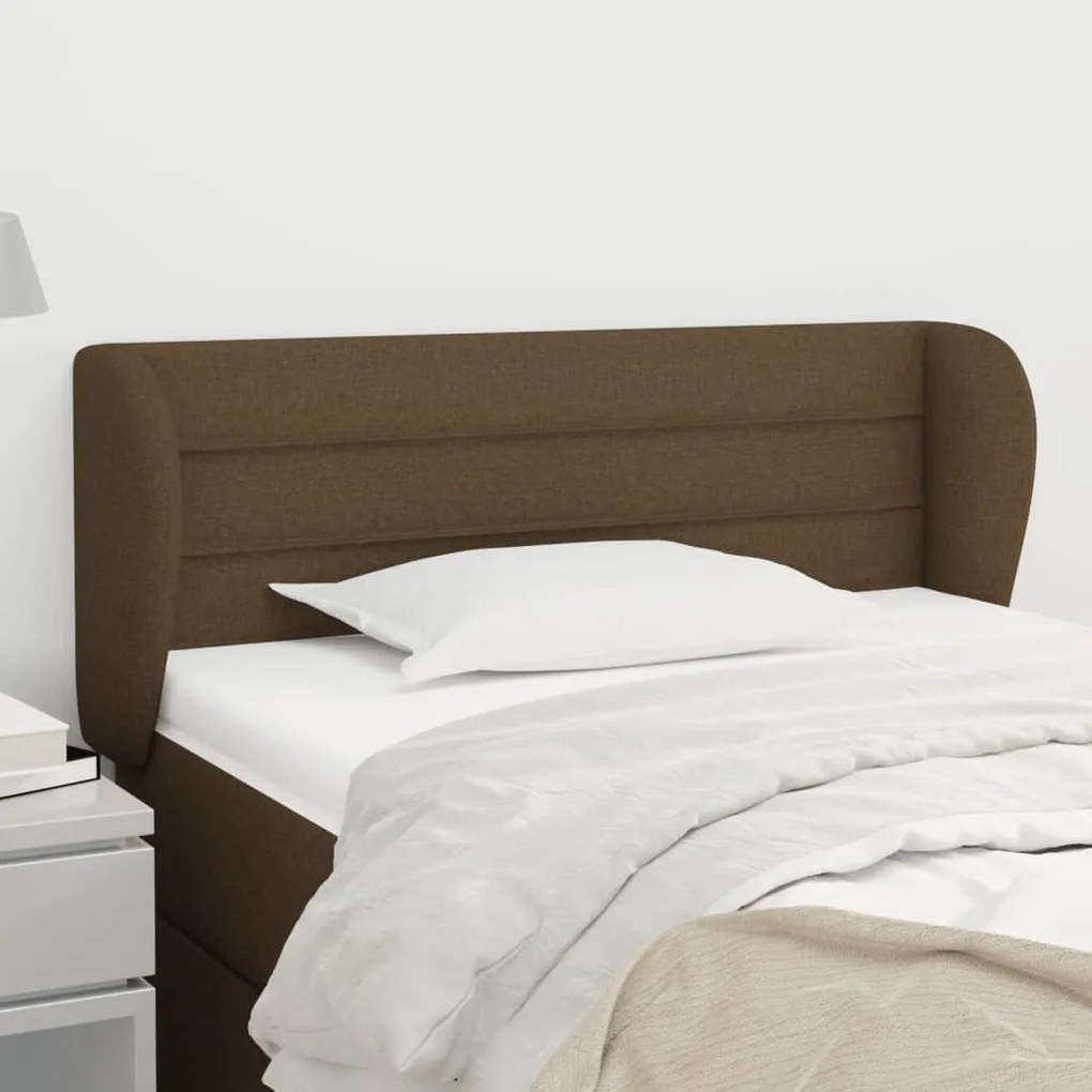 Testiera Ad Orecchio Marrone Scuro 83x23x78/88 Cm İn Tessuto /