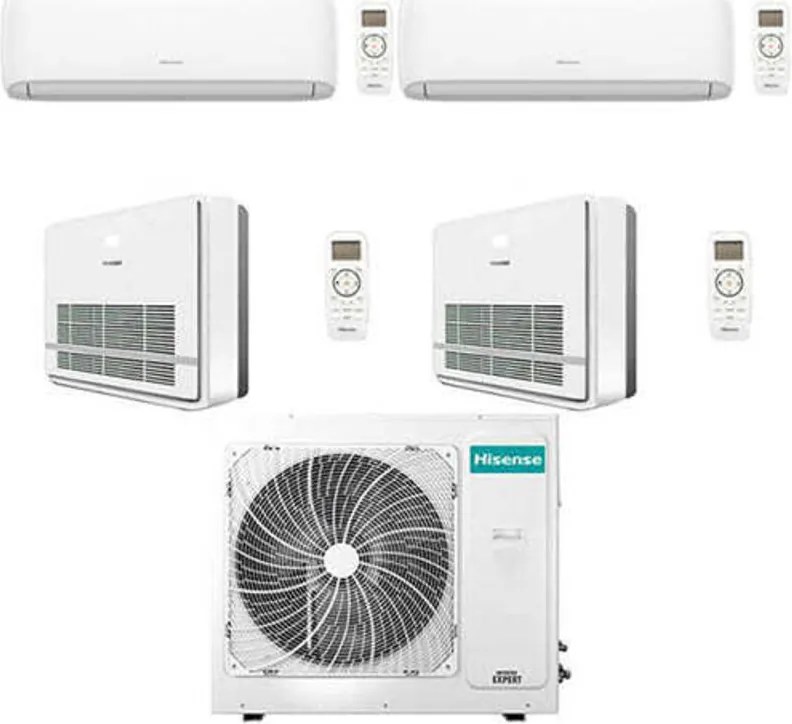 Climatizzatore Condizionatore Hisense Console R32 Quadri Split Hi comfort + Console Inverter 9000 + 9000 + 9000 + 9000 BTU con U.E. 5AMW105U4RQC