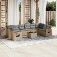 Set Divani da Giardino 11 pz con Cuscini Beige in Polyrattan 3253016