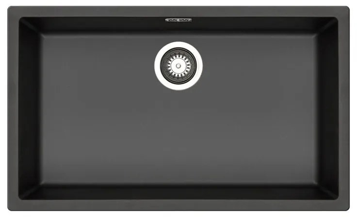 Lavello sottotop 1 vasca PYRAMIS Mistral fibra di vetro L 40 x L 70 cm nero
