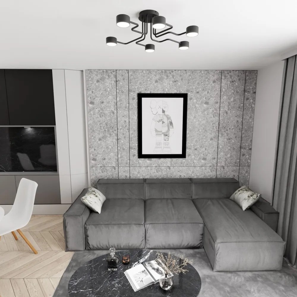Lampada da soffitto in acciaio KURAGE 6 nera 6xGX53 Colore del corpo Nero