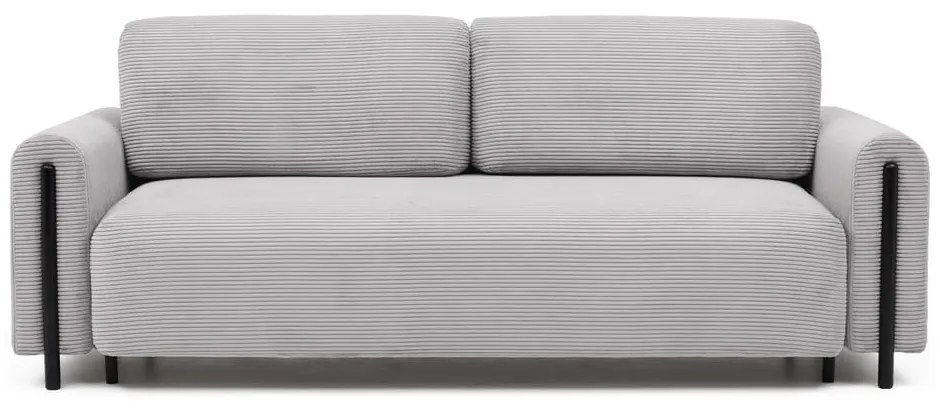 Divano grigio chiaro allungabile/con contenitore e rivestimento in velluto a coste 244 cm Arcadova – ELTAP