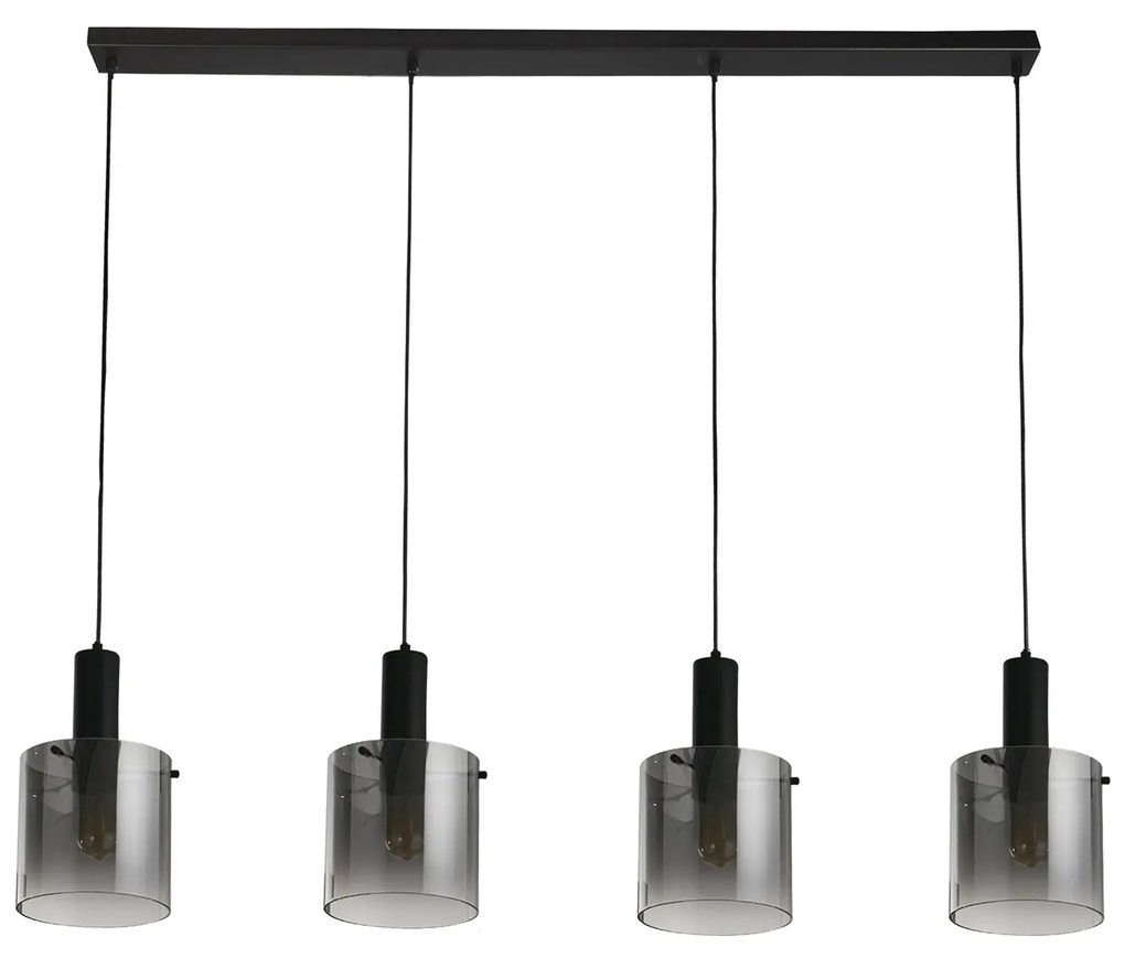 Lampadario Contemporaneo Svezia Acciaio Nero Vetro 4 Luci E27