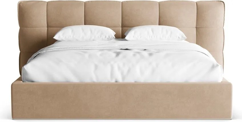 Letto matrimoniale imbottito greige con contenitore con rete inclusa 140x200 cm Eric – Micadoni