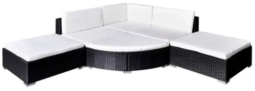 Set Divani da Giardino 6 pz con Cuscini in Polyrattan Nero