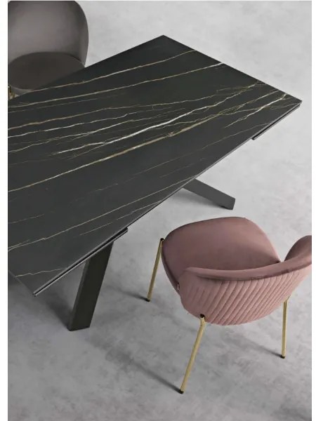 Tavolo allungabile 240 cm piano grčs porcellanato NESTORE Nero