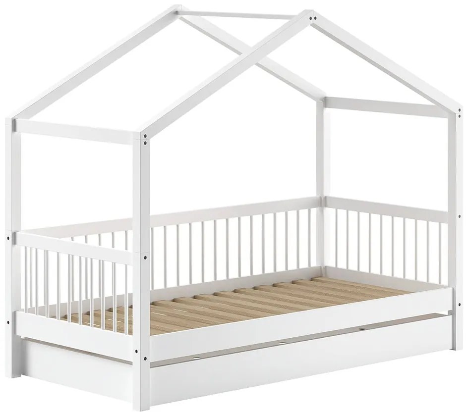 Letto per bambini in legno di faggio bianco con letto estraibile 90x200 cm Forrest - Vipack