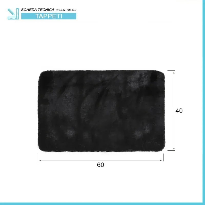 Tappeto doccia nero antiscivolo 40x60 cm in poliestere